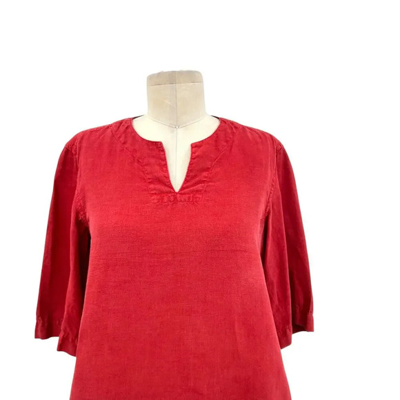 TOAST Shirt Red Natural Linen V-Neck Half Sleeve Top Size XS - Picture 2 of 10
